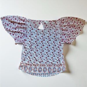Lucky Brand Burgundy and White Floral Blouse